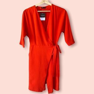 TopShop Burnt orange wrap dress with pockets